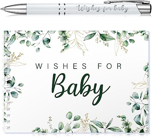 Tenare Livre d'Or de Baby Shower Livre d'Or Wishes for Baby avec Stylo Carnet d'Or de Baptême Livre de Conseil de Douche de Bébé Livre d'Or de Naissance pour Cadeau Jeu de Fête Souhaits pour Bébé
