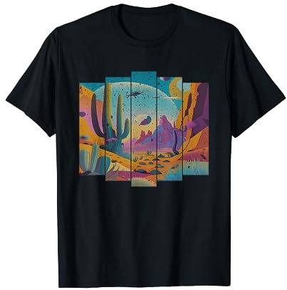 Retro Saguaro Sunset Funny Cactus Opuntia Cactaceae Lovers T-Shirt
