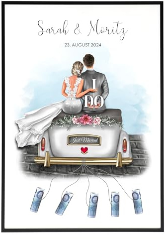 HEI Print Geldgeschenk für Brautpaar - Perfekt als Hochzeitsgeschenk, Personalisiertes Poster zur Hochzeit, Geschenk für Sie und Ihn zum Valentinstag, Jahrestag, Geschenk für Sie und Ihn