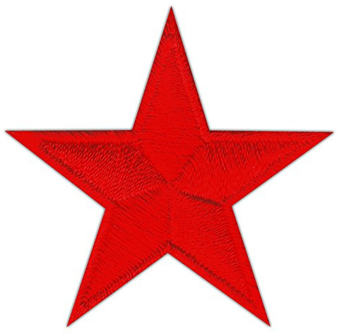 Stern Rot klein Aufnäher zum aufbügeln oder aufnähen Bügelbild Aufbügler für Kleidung gestickter Bügelpatch Applikation Star Patch Größe 4,5 x 4,5 cm