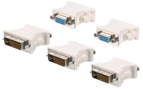 sourcing map Adaptateur VGA vers DVI-I, Connecteur DVI 24 + 5 Mâle vers VGA Femelle pour Transformation de Périphériques, Lot de 5