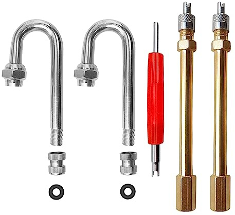 5PCS Dually Valve Stem Extenders Kit,180 Degree Heavey Duty Universal Metal Valve Stem,Dual Wheel Valve Stem Extensions for Truck Tires, RV Tires, Motorhome, Coach, Pickup, Motorcycle, Bike, Trailers