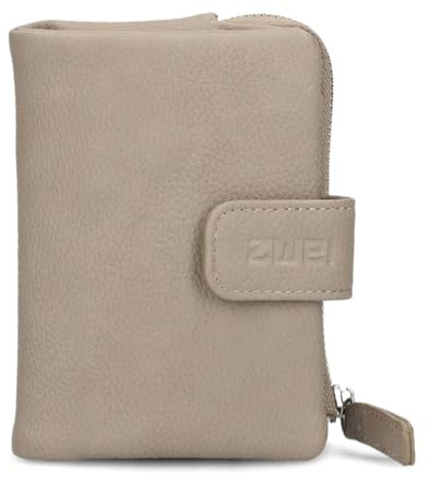 Zwei kleine Damen Geldbörse M.Wallet MW5 Portemonnaie aus weichem Kunstleder, Geldbeutel mit Druckknopf & Reißverschluss-Münzfach, 6 Kartenfächern, 4 Einsteckfächern, 1 Scheinfach (Nubuk-Cappuccino)