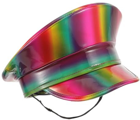 GALPADA Regenbogenhut Flacher Hut Frauen Marinehut Kapitänshut Für Party Segelzubehör Bootskapitänshut Matrosenhut Für Damen Herren