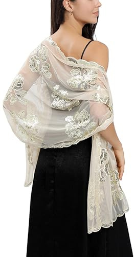 FAIRYGATE Shrug Wedding Brides Women Cape Lightweight Scarfs Stole Sheer Shawl Wrap Lightweight Bolero Art Decor Vintage Wraps Fashion Evening Party Dress UC1632