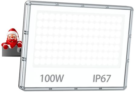 YIQIBRO 100W Projecteur LED Extérieur 1 Pièces - 10000LM Spot LED Extérieur Etanche IP67, 7000K Blanc Froid Phare Lampe Exterieur Pour Jardin/Patio/Terrasse