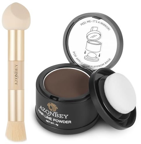 Root Touch Up Sets,Hairline Powder for Women Cover Up- Hairline Concealer for Thin and Thinning Hair, Water & Sweat Resistant,With Makeup Brush (Med Brown, Med-Makeup Brush)