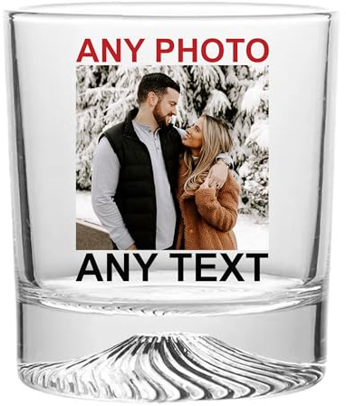 EKAM Personalized Printed Photo 11oz Whiskey Glass - Customised with Any Photo, Logo or Text - Fun Gift for Birthdays - Color Printed - Gifts for Dad, Gifts for Him, Boyfriend, Husband, Birthday,