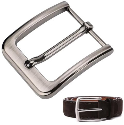 NHPY Gürtelschnalle Herren,Metall Belt Buckle,Zinklegierung Poliert gürtelschnalle 40mm,Einzelne Zinken Quadratische Gürtelschnalle,Men's Belt Buckles,Klassische Ledergürtel Ersatz,1 pcs