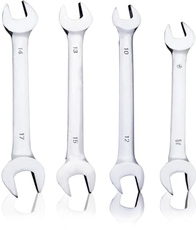 Nujvnuj Schraubenschlüssel Satz Offener Doppel-Ringschlüssel-Satz für Engen Raum 4 Stück 9-11 10-12 13-15 14-17mm Werkstatt Maulschlüssel Ringschlüssel Set Werkzeug für KFZ & Montage
