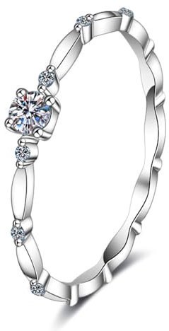 Tolldek Weißgold 14 Karat Au585 Pärchen Ringe, Klassiker Trauringe mit Labor Erstellt Diamant 0.1ct VVS1, 14K Gold Diamantring Damen Echtschmuck, Gr.52 (16.6)