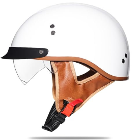Mezzo Casco Moto Caschi jet Vintage Tedesco Casco Scodella a Faccia Demi-jet Aperta Retrò Berretto Donna Uomo Adulto Scooter Crociera Bicicletta Omologato ECEDOT 5,M:57-58CM