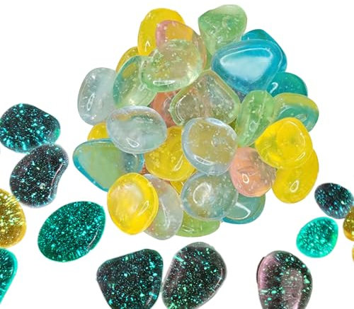 Fish Tank Gravel,Aquarium Rocks for Fish Tank | Luminous Pebbles Glowing Decor for Outdoor Yard Patio Walkway Pool Front Driveway Flowerbed