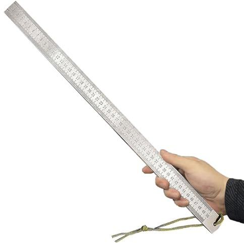 Regla resistente (unidad de medición: pulgadas y cm), barra de medición de acero inoxidable de 50 cm, herramienta de medición de doble escala para mediciones fáciles (A, 3 mm)