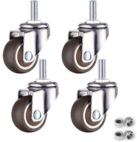 BOSHYUM Bewegliche Lenkrolle aus TPE-Gummi, 360° drehbare Trolley-Lenkrollen, M6-Gewindeschaft, kleine Möbelrollen, geräuschlos, mit Schraube