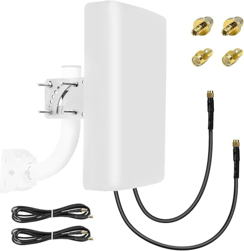 Maswell Antena Exterior 4G LTE 5G 2X2 MIMO, 10dBi Antena Direccional para Exteriores, 700-3800 MHz, SMA-Macho/TS9/RP-SMA (Accesorios Incluidos)