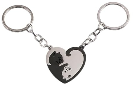 SGERUFZ Lot de 2 porte-clés en forme de cœur pour chat, parfait pour couples, partenaires, meilleurs amis, mamans, cadeaux de fête des mères, anniversaires, mariages, Saint-Valentin et fête des mères