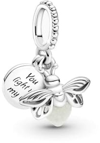 Lkwidi Femme Charms Glow-in-the-dark Firefly Dangle Argent Sterling 925 Pendentif avec Zircon Cubique pour Bracelet-