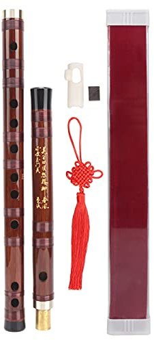 HaloVerde Dry Bitter Bamboo Flute with Golden Embossed Markings for Students and Folk Music/Professional Wind Instrument in E - Key with a Clear, High Pitch Tone