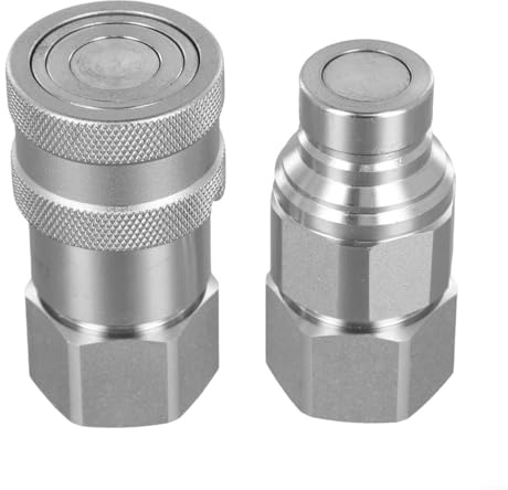 Raccord rapide hydraulique à face plate avec robinet de chasse d'eau, raccords rapides en acier au carbone et en acier inoxydable, pour connecteur hydraulique NPT compatible avec 1/4,