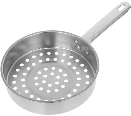 Toyvian Großer Edelstahl Schlitzlöffel mit Langem Griff Flacher Boden für Gekühlte Garnelen und Frittiergut Vielseitiger Küchen Abschäumer