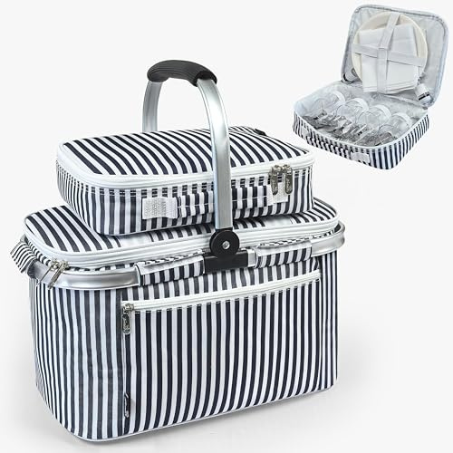 Kato Tirrinia Grand sac isotherme pliable de 20 l avec poche pour bouteilles, 2 bouteilles et décapsuleur de bière, panier isotherme pour camping, barbecue, plage, voiture, shopping