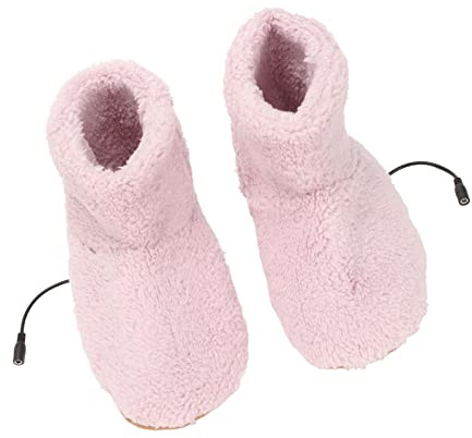 Mrisata Uppvärmd Fotvärmare, USB-laddning Plysch Elektriska Värmande Skor för Kall Vinter Hemmabil (Rosa)