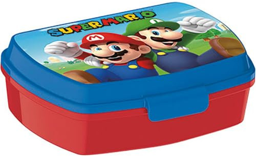Safta | Sandwichera Infantil Super Mario con Tapa a Presión, Fiambrera Escolar para Merienda y Vuelta al Cole, Caja Porta Alimentos Resistente, Medidas 17x13,3x5,6 cm