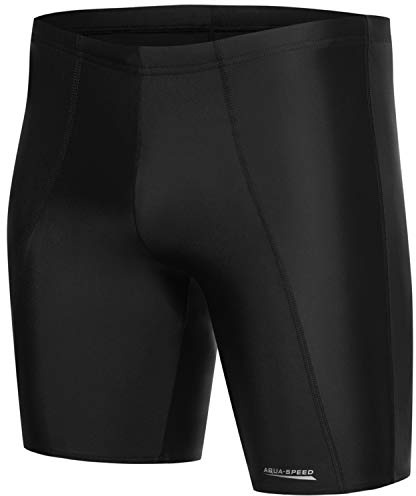 Aqua Speed Bañador Largo para Hombre | bañador Jammer hasta la Rodilla | Resistente al Cloro | protección UV | Negro | M