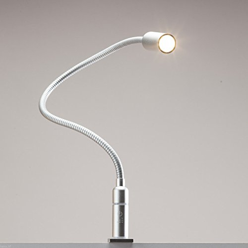 kalb Material für Möbel 3W LED Bettleuchte dimmbar Leseleuchte Nachttischlampe Bettlampe Leselampe, Auswahl:1er Set silbergrau