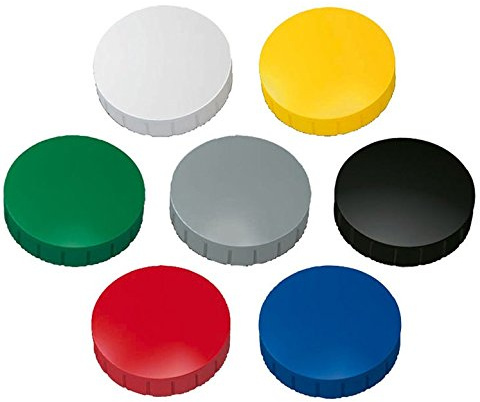 MAUL 30x Magnete, Haftmagnete für Whiteboard, Kühlschrankmagnet, Magnettafel, Magnetwand, Magnet Rund (Sortiert | 30 Stück, 32)