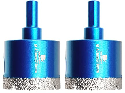 Diamant Trockenbohrer Fliesenbohrer 43mm - BRSCHNITT 3 Stück Diamant Bohrkrone - Lochsäge für Keramik, Granit, Porzellan, Fliesen, Feinsteinzeug, Mauerwerk, Marmor.