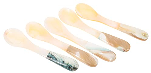 TOPBATHY 5piezas Cucharas De Postre Multifuncionales Cucharas De Nácar Para Café Yogur y Helados Utensilios Decorativos Para Hogar Restaurantes y Eventos