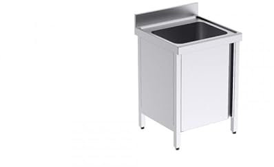 Plonge 1 Bac avec Porte Battante - L 700 x P 700 mm