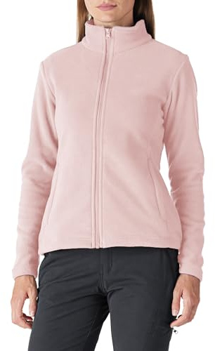Outdoor Ventures dam fleecejacka med genomgående dragkedja ståkrage dam lätt fleece sweatjacka varm damjacka för löpning, vandring och fritid, ROSA, XL