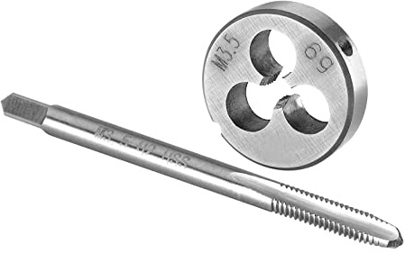 Burkit M3,5 x 0,6 Gewindeschneider-Set, rechte Hand | M3,5 x 0,6 Maschinengewindebohrer und runde Schneideisen zum Schneiden oder Reparieren von Gewinden auf Metall.