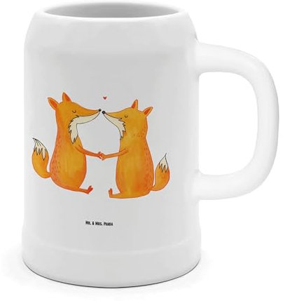 Mr. & Mrs. Panda Bierkrug Füchse Liebe - Geschenk, Fuchs, Kleiner, Oktoberfest, Ehemann, Krug, Maßkrug, Fox, Tonkrug, Glaskrug