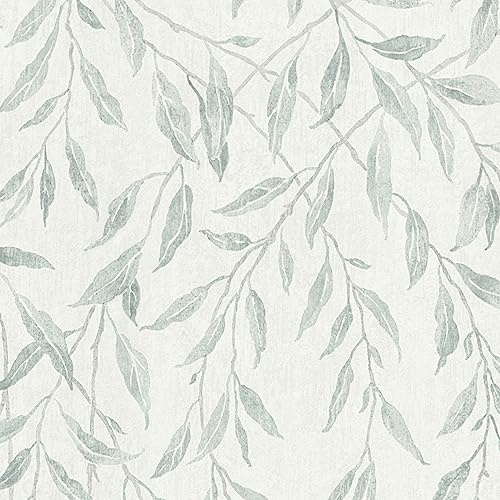 Sevalo Papel tapiz de hojas, papel de contacto para despegar y pegar, papel de contacto bohemio para armarios, cajones, vegetación, autoadhesivo, extraíble, para baño, oliva, granja, naturaleza, 17.3