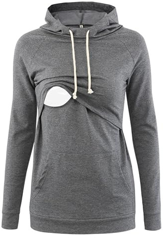 Love2Mi Damen Stillen Hoodie Umstandspullover Langarm Umstandsmode Jacke