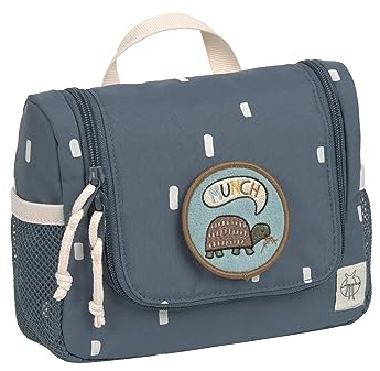 LÄSSIG Kinder Kulturtasche Waschbeutel Waschtasche Kulturbeutel zum Hängen, 20 cm/Mini Washbag Happy Prints Dunkelblau