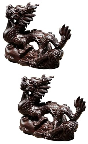Tofficu 2stücke Chinesischer Drache Holzfigur Dekorative Tischstatue Mit Feinem Design Langlebigem Material Und Detailreicher Verarbeitung Für Glück Und Wohlstand Im Wohnzimmer Oder
