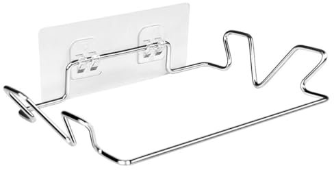 YIAGUN Stainless Steel Trash Bag Holders, Adhesive Wall Hanging Garbage Bag Rack Holder for Under Sink, Kitchen Cabinet, Cupboard, Bathroom（1Pcs）