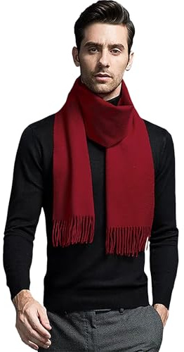 Moschen Bayern Herrenschal Kaschmirschal Herren Schal Wolle Kaschmir Cashmereschal Winterschal Wollschal - Rot Bordeauxe