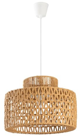 LightLogic Hängelampe ARILAS - Pendelleuchte Esstisch Boho Style mit E27 Fassung und Beige Lampenschirm - Elegante Hängeleuchte Geflochten für Wohnzimmer und Schlafzimmer- Stilvolle Deckenlampe