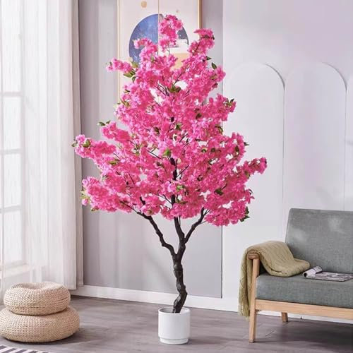 Generisch Künstliche Bäume, künstliche Kirschbäume, große Pflanzenbäume, geeignet für Zuhause, Outdoor, Party, Einkaufszentrum-Dekoration,Rose red,H 100cm(3.2ft)