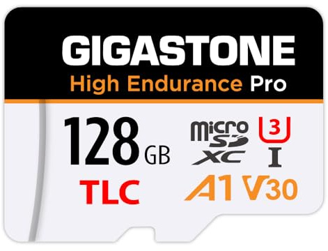 [5 år gratis dataåterställning] GIGASTONE 128 GB Micro SD-kort, hög uthållighet Pro-seriens hastighet upp till 100 MB/s, kompatibel med REDTIGER ROVE VIOFO VANTRUE PRUVEEO ARIFAYZ Dash Cam, MicroSDXC