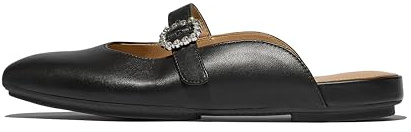 Fitflop Delicato Crystal-Buckle Mary-Jane Mules, Zapatos Planos Mujer, Black, 43 EU Estrecho