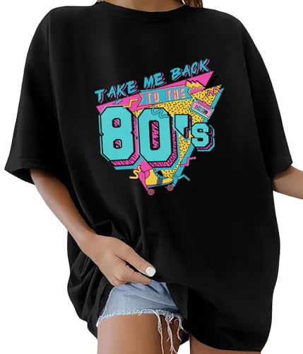 Xnova Tee Shirt Femme Grande Taille Coton T-Shirts à Manches Courtes Col Rond Oversize Graphic Long Top Casual Loose Haut Été, F-Noir, L