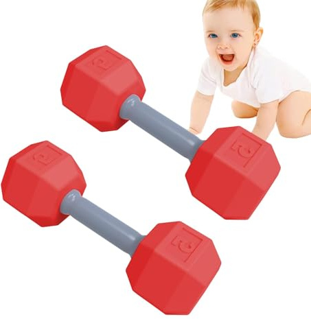 Trainingsspielzeug für Kinder, Rassel mit Hanteln | 2-teiliges Trainingsspielzeug mit Hanteln für Übung – leichtes Beißring für Fitnessstudio, attraktives sensorisches Spielzeug für die