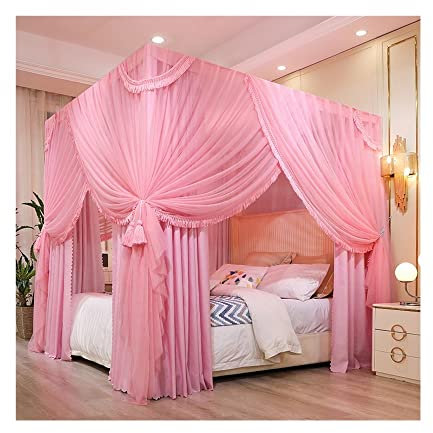 CHFYIJYHM Betthimmel for 2 m/6,5 ft Bett, dekoratives Moskitonetz im Prinzessin-Stil for Queen-/King-Size-Bett, 4-poliger Bettvorhang(Style 2)